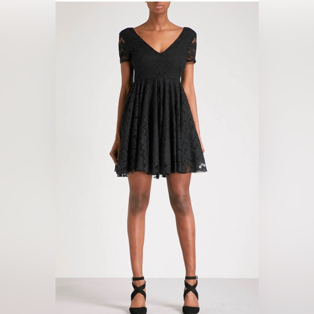 Sandro V-neck Black Lace Dress